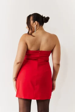 Bandeau Bow Front Split Hem Mini Dress|In the Style Best