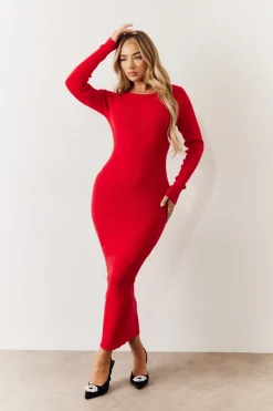Bow Back Knitted Midaxi Dress|In the Style