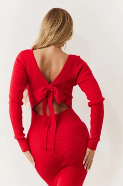 Bow Back Knitted Midaxi Dress|In the Style