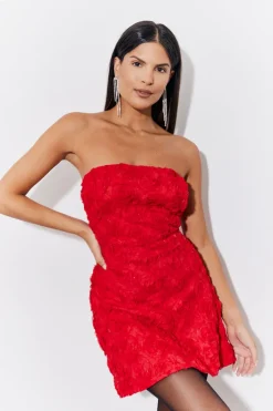 3D Floral Bandeau Mini Dress|In the Style Discount