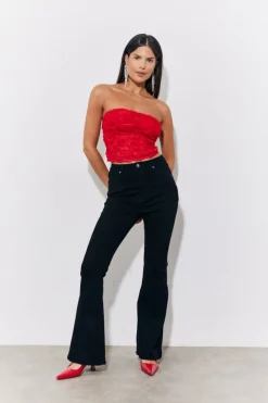 3D Floral Bandeau Top|In the Style Clearance