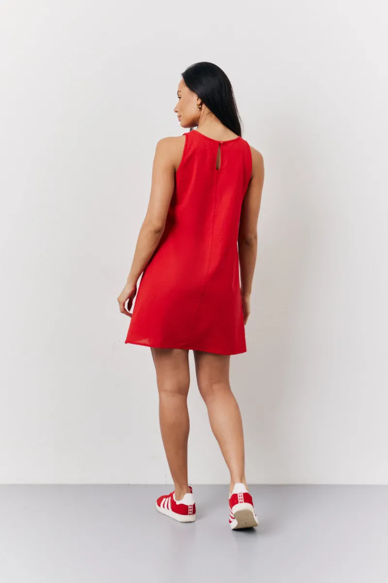 Linen A-Line Mini Dress|In The Style Clearance