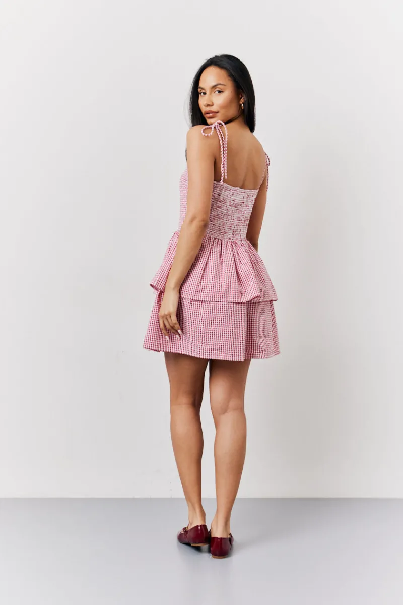 Seersucker Gingham Shir Mini Dress|In The Style Outlet
