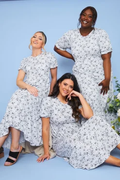 Responsible Viscose Floral Midi Dress|In the Style Clearance