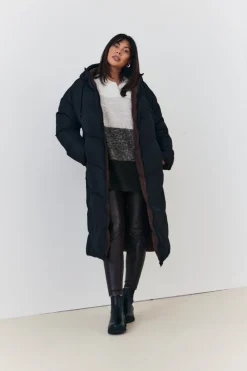 Reversible Hooded Longline Puffer Coat|In the Style New