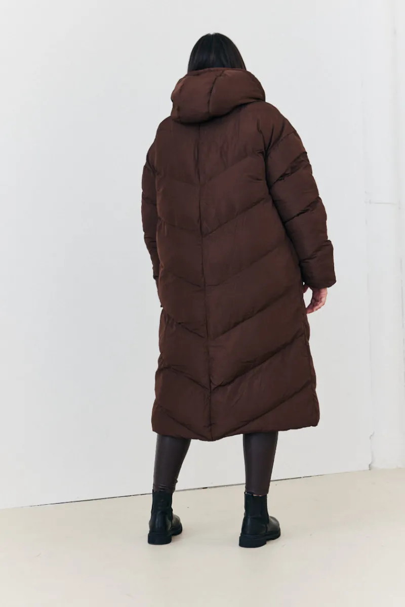 Reversible Hooded Longline Puffer Coat|In the Style New