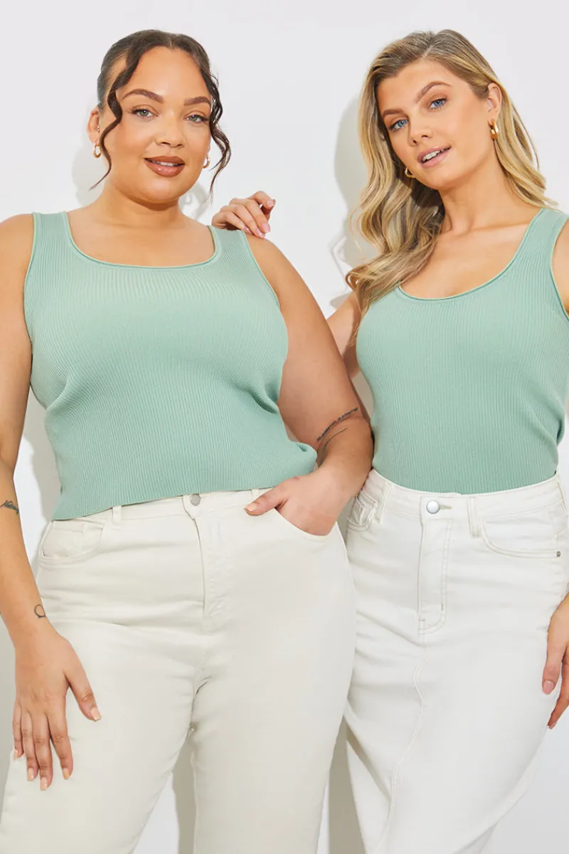 Rib Knit Scoop Neck Top|In The Style Best