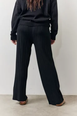 Rib Knit Wide Leg Co Ord Trouser|In The Style Discount