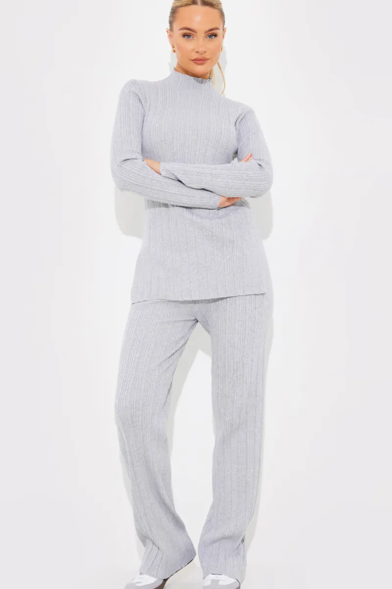 Rib Knitted Co Ord Trouser|In The Style Hot