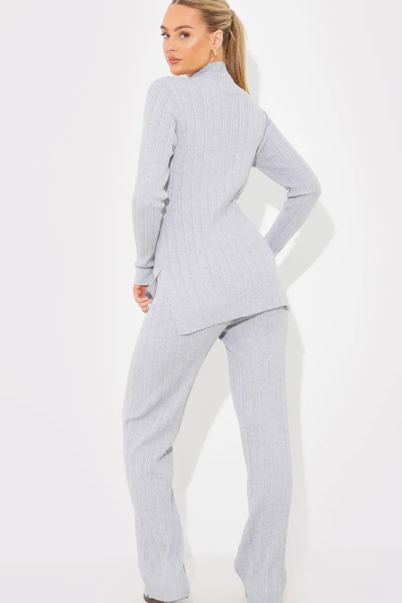 Rib Knitted Co Ord Trouser|In The Style Hot