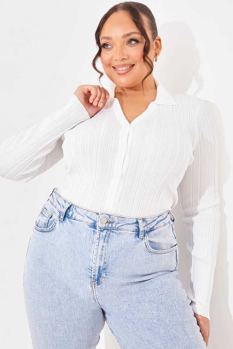 Ribbed CollaFitted Cardigan|In The Style Outlet