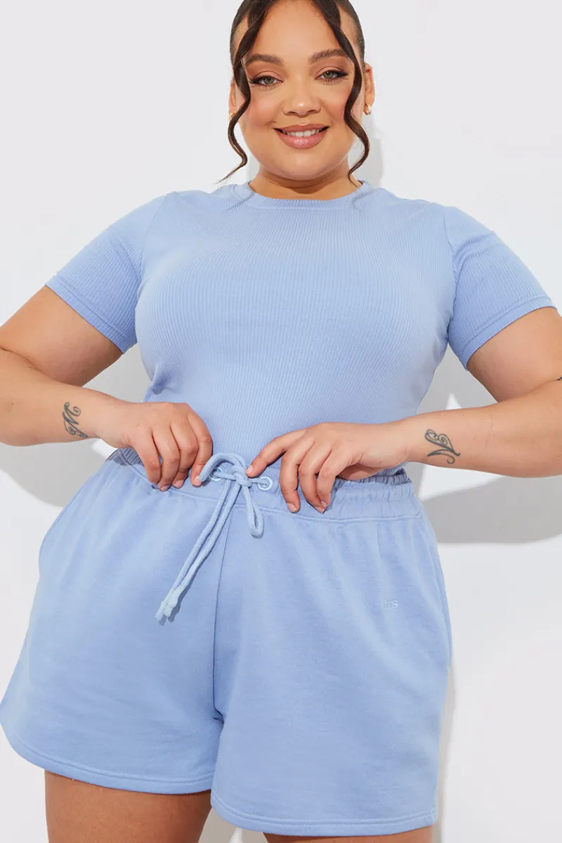 Ribbed Crew Neck Short Sleeve Bodysuit|Fits Hot