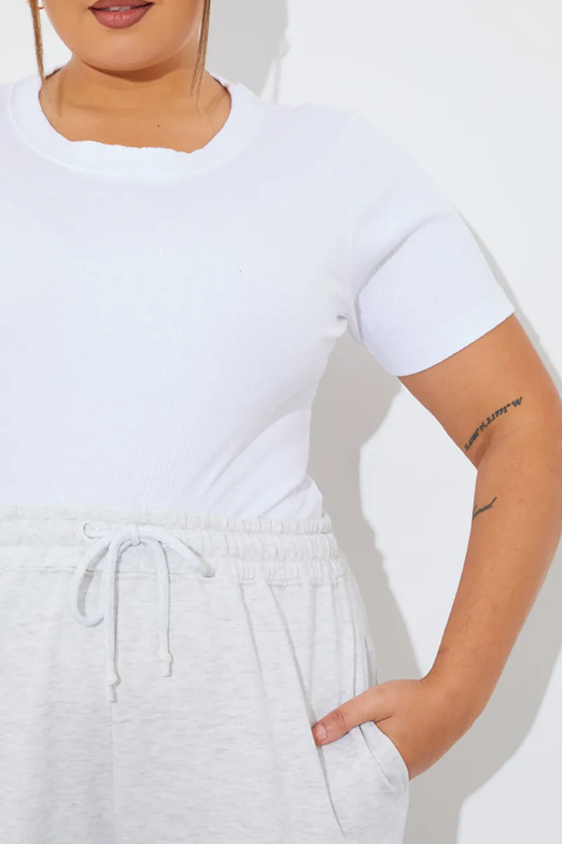 Ribbed Crew Neck Short Sleeve Bodysuit|Fits Hot