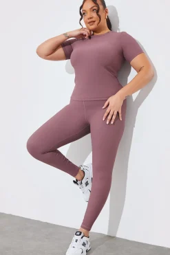 RIBBED CREW NECK SHORT SLEEVE TOP|Fits