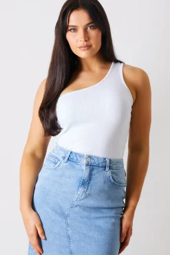 Ribbed One Shoulder Vest|In The Style Outlet