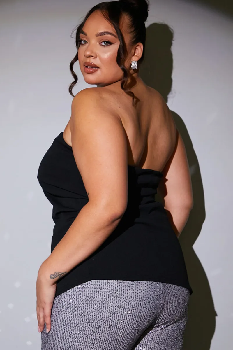 Ruched Fold Over Bandeau Top|In the Style Clearance