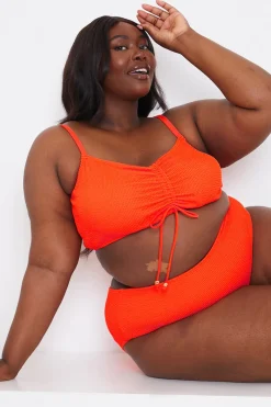 Ruched Front Crinkle Bikini Top|In the Style Sale