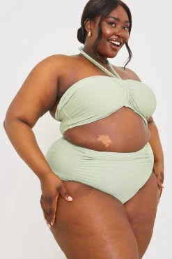 Ruched Front Detail Halter Neck Bikini Top|In the Style Online