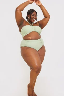 Ruched Front Detail Halter Neck Bikini Top|In the Style Online