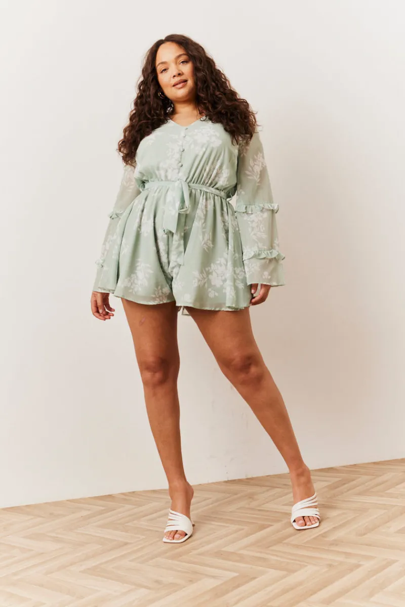 Floral Print Floaty Playsuit|In The Style Outlet