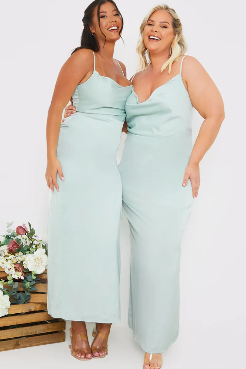 Satin Cowl Neck Maxi Dress|In The Style New