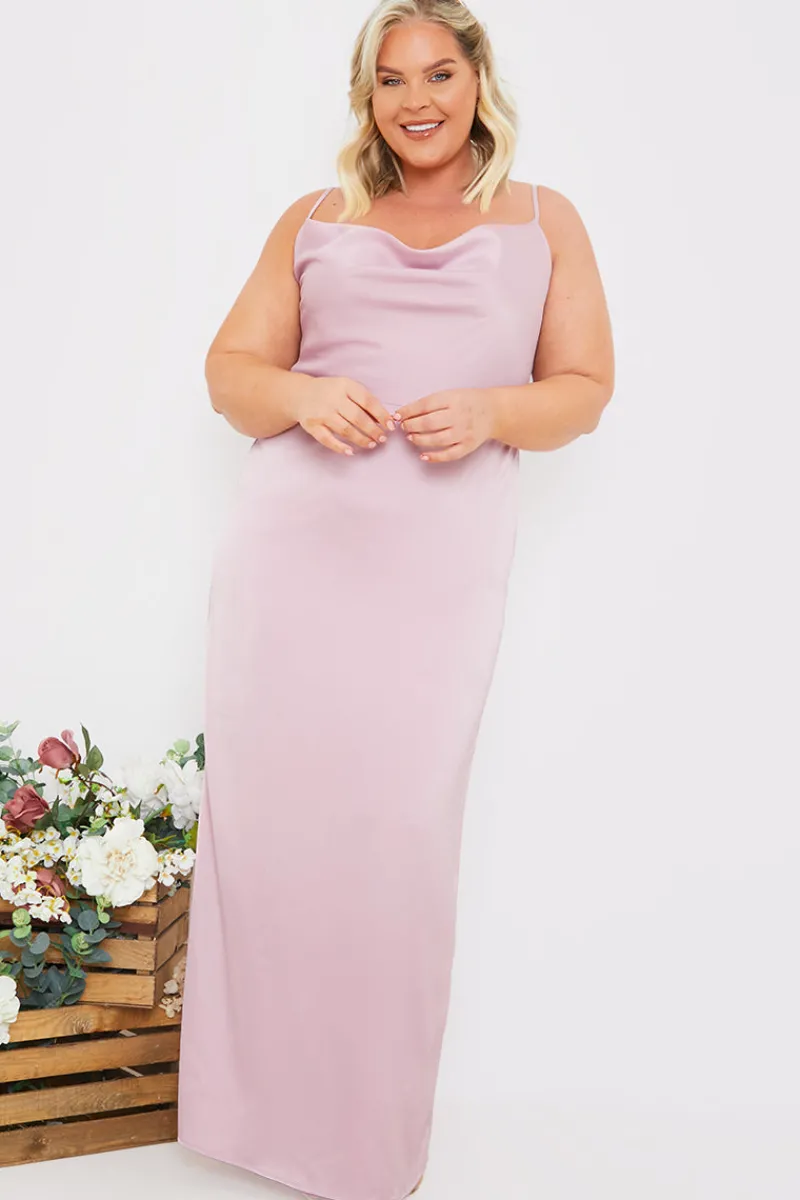 Satin Cowl Neck Maxi Dress|In The Style New