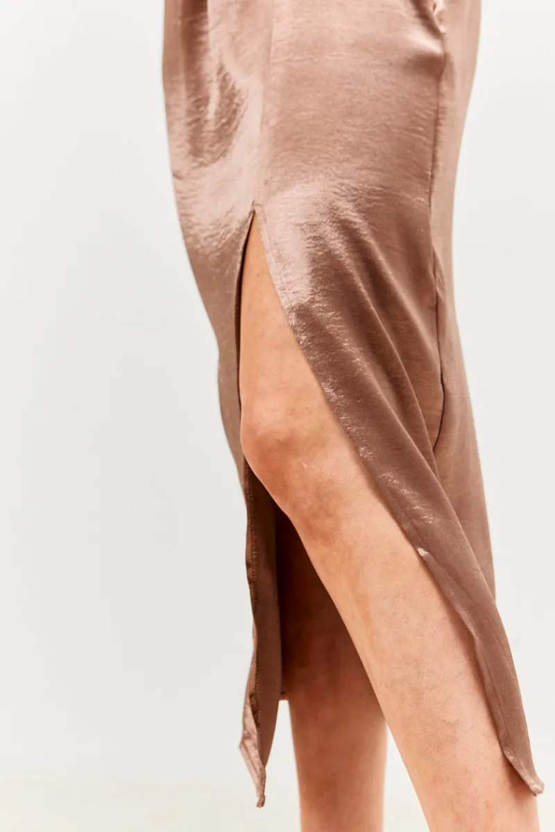 Satin Drape Co-Ord Midi Skirt|In the Style Outlet