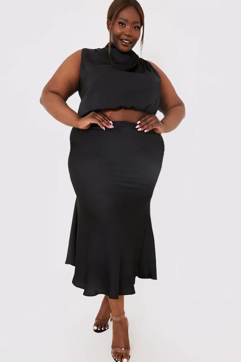 Satin Draped High Neck Co Ord Top|In the Style Online