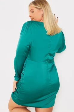 Satin Ruched Drape Mini Dress|In the Style Hot