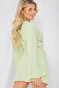 Satin Wrap Front Dress|In the Style