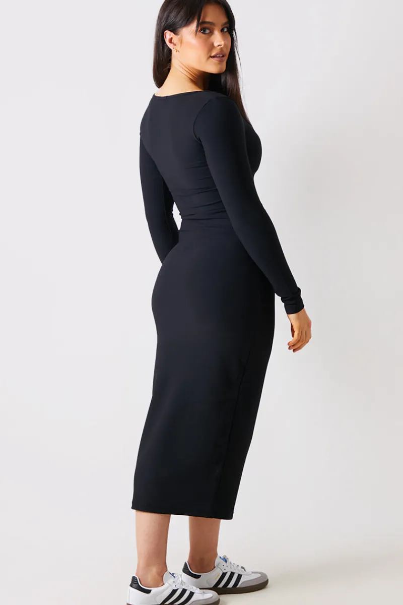 Scoop Neck Rib Midaxi Dress|In The Style New