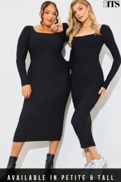 Scoop Neck Rib Midaxi Dress|In The Style New