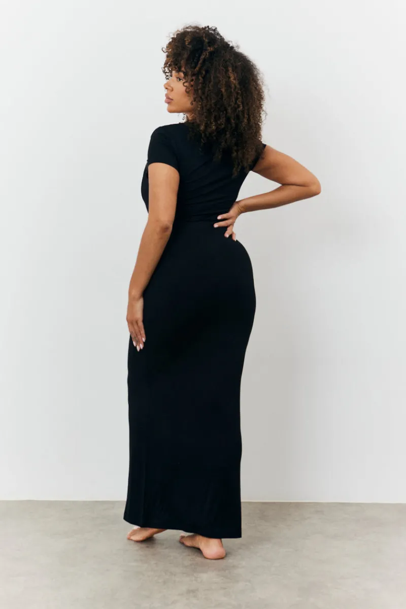 Sculpting Cap Sleeve Maxi Dress|Fits