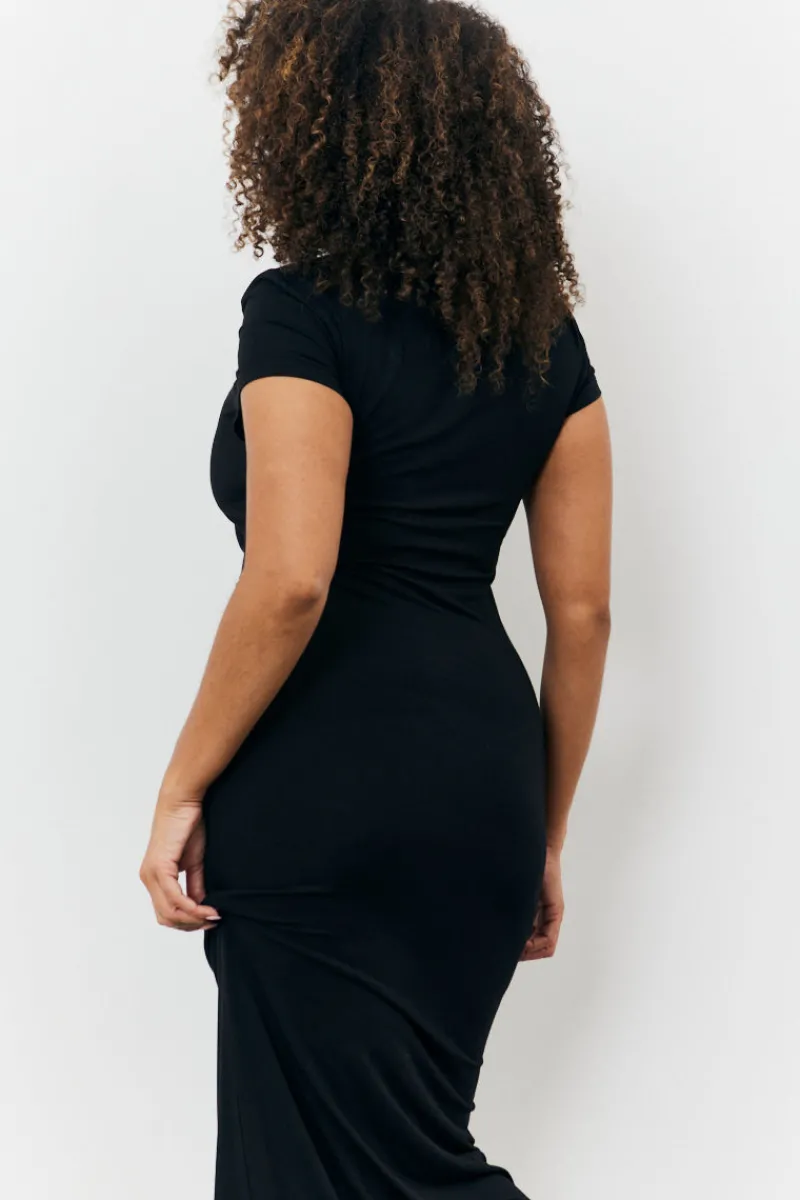 Sculpting Cap Sleeve Maxi Dress|Fits