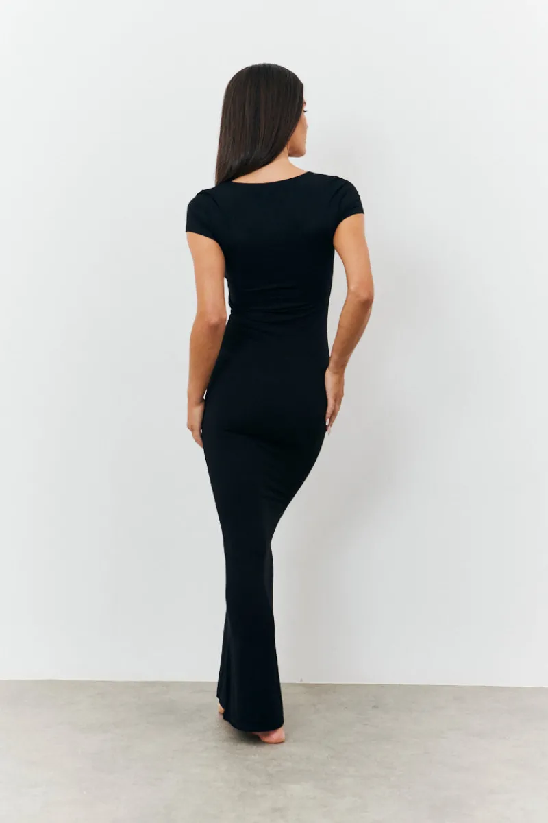 Sculpting Cap Sleeve Maxi Dress|Fits