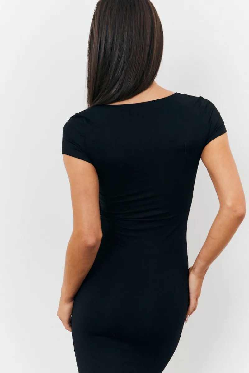 Sculpting Cap Sleeve Maxi Dress|Fits