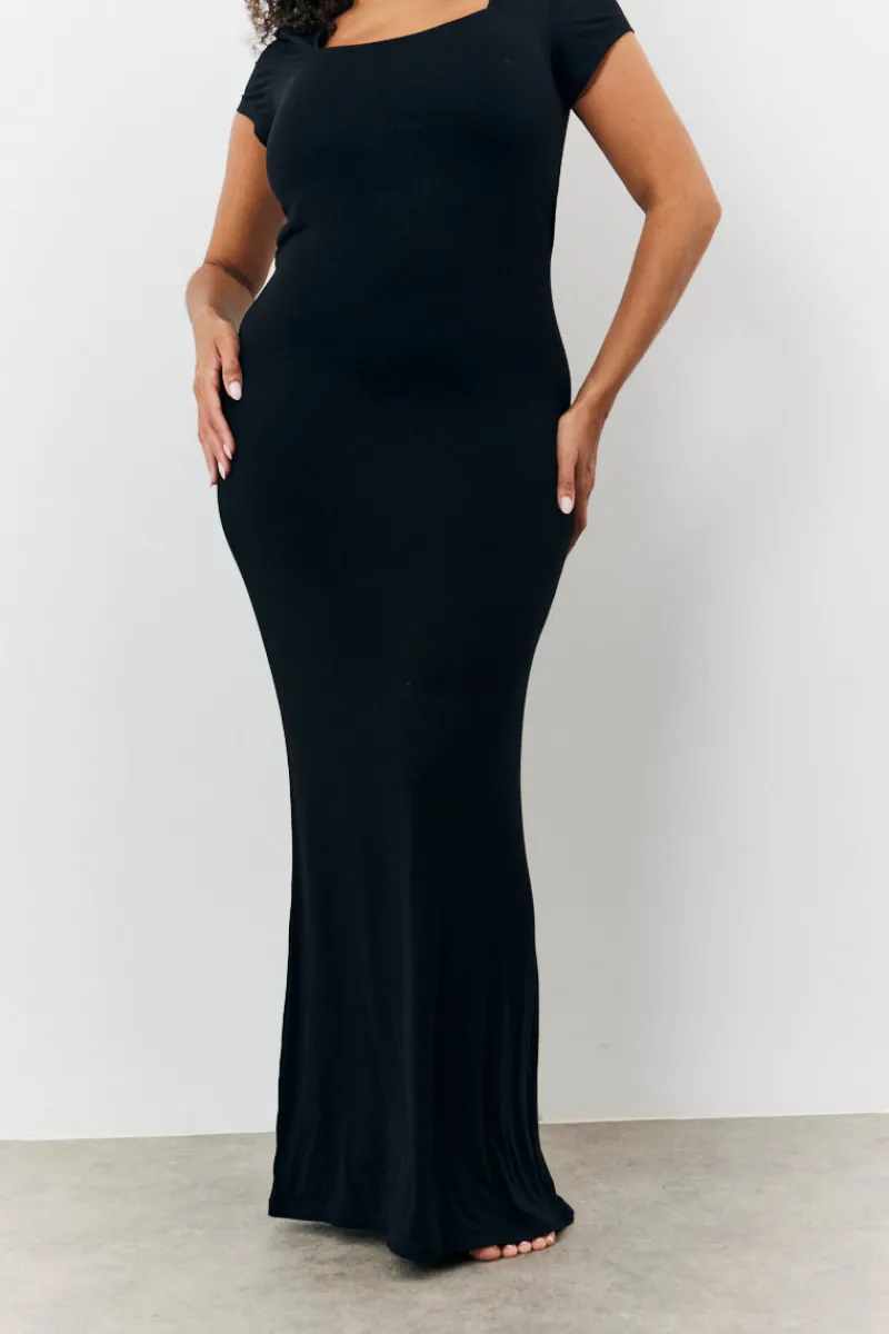 Sculpting Cap Sleeve Maxi Dress|Fits