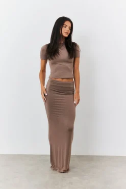 Sculpting Fold Over Waistband Maxi Skirt|Fits Outlet