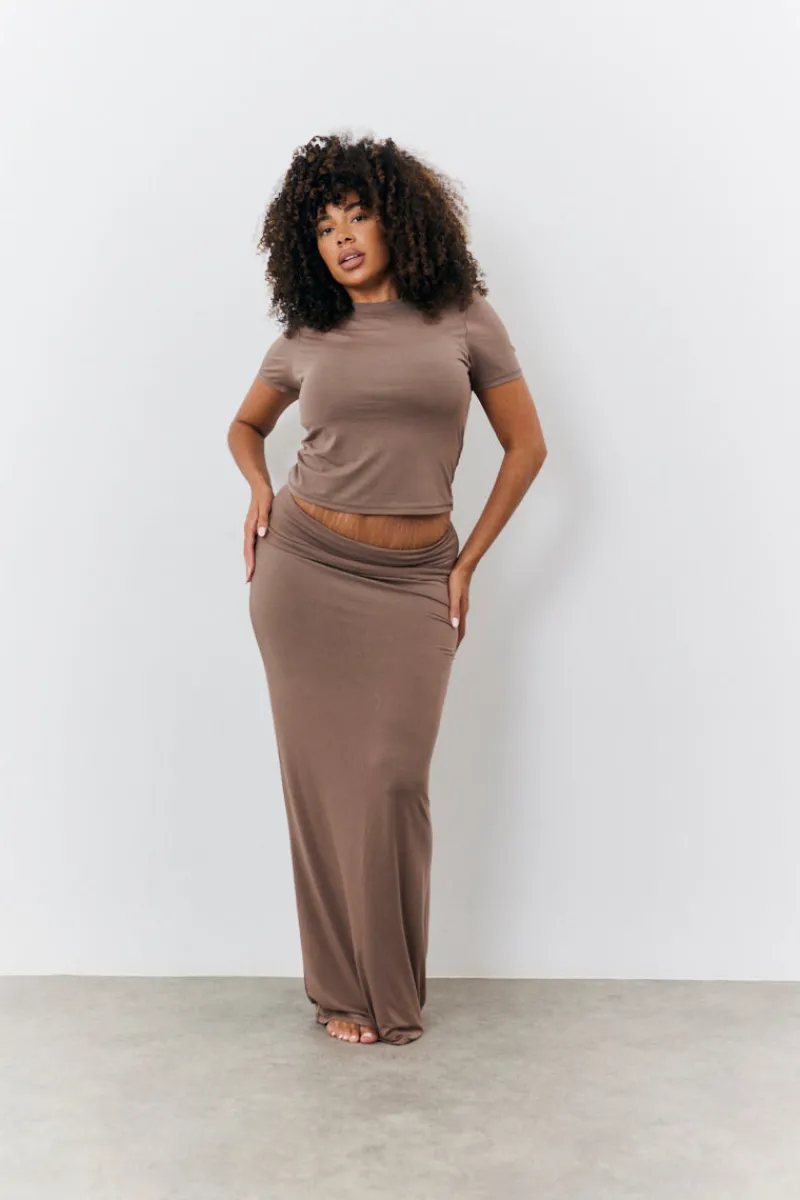 Sculpting Fold Over Waistband Maxi Skirt|Fits Outlet