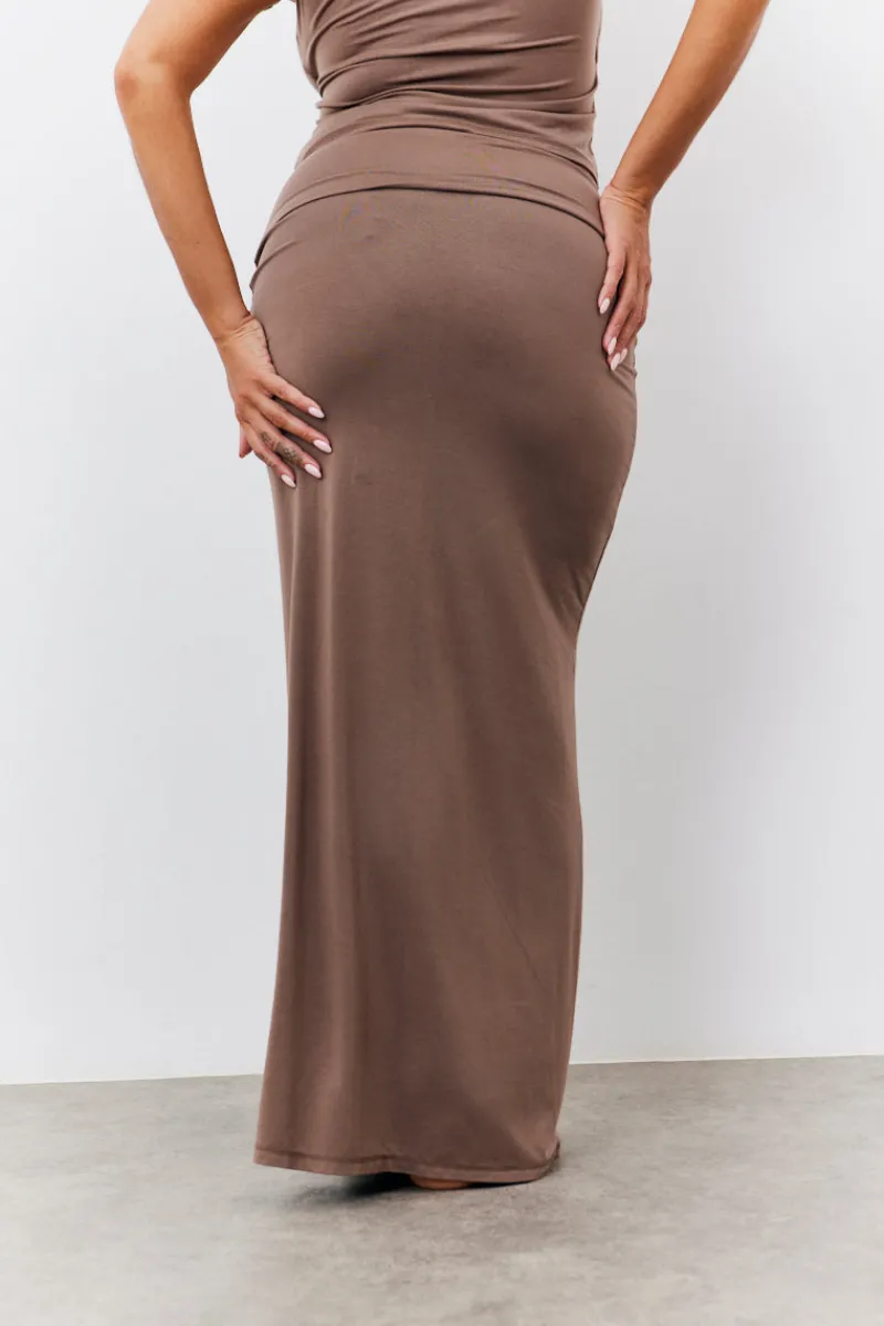 Sculpting Fold Over Waistband Maxi Skirt|Fits Outlet