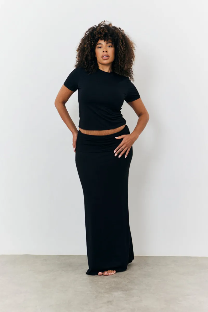 Sculpting Fold Over Waistband Maxi Skirt|Fits Best