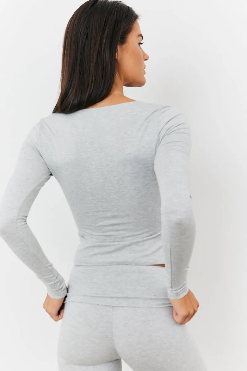 Sculpting Long Sleeve Scoop Neck T-Shirt|Fits Online