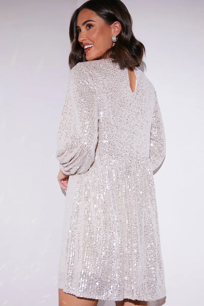 Sequin Smock Mini Dress|In the Style Outlet