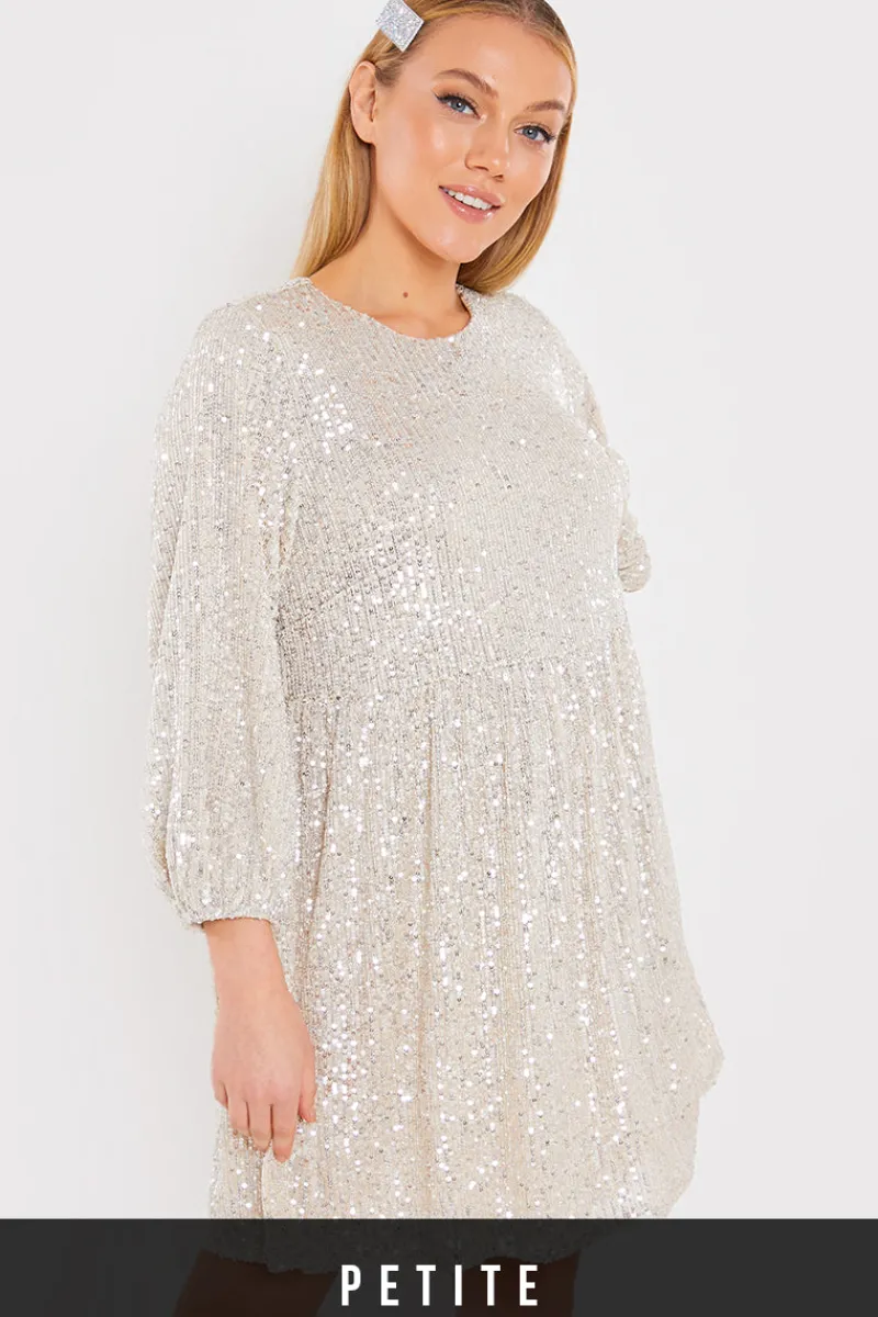 Sequin Smock Mini Dress|In the Style Outlet