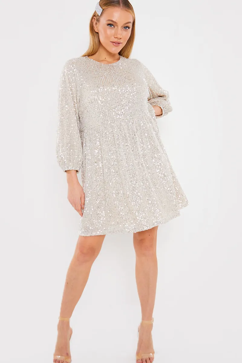 Sequin Smock Mini Dress|In the Style Outlet