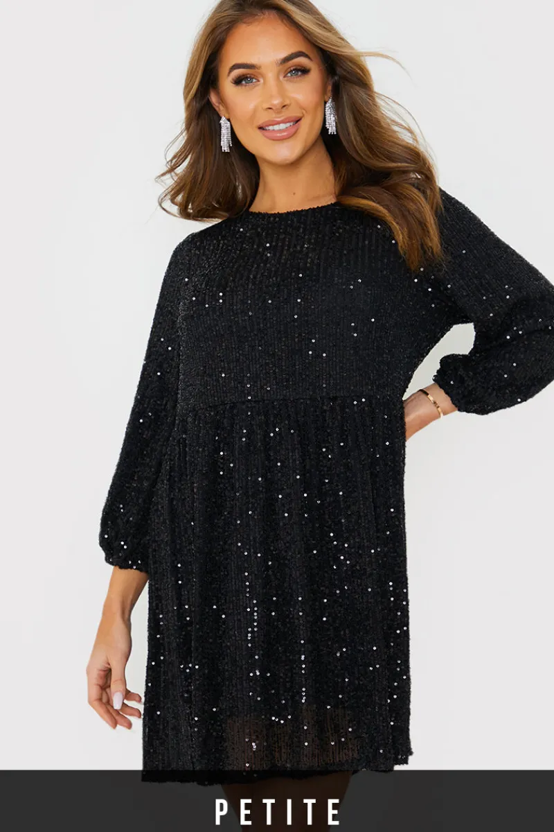 Sequin Smock Mini Dress|In the Style Outlet