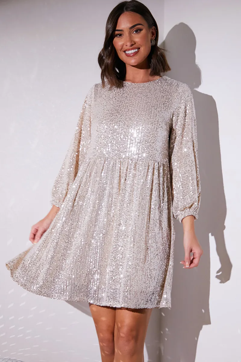 Sequin Smock Mini Dress|In the Style Outlet