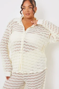 Sheered Chevron Oversized Shirt|In the Style Outlet