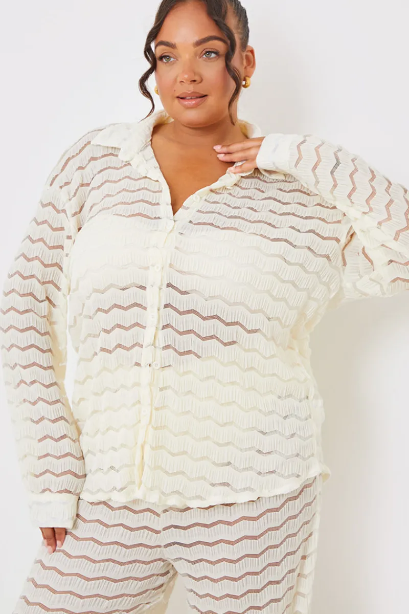 Sheered Chevron Oversized Shirt|In the Style Outlet