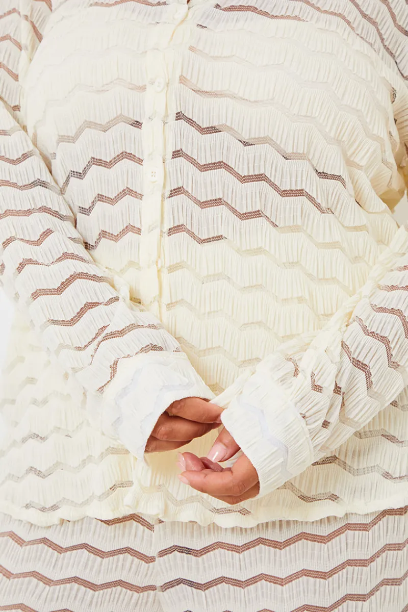Sheered Chevron Oversized Shirt|In the Style Outlet